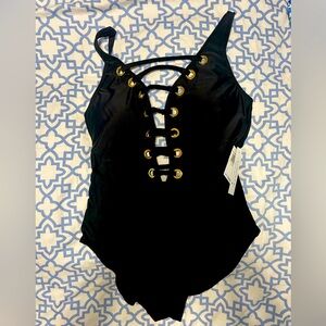 Black Bleu Rod one piece with gold accents
